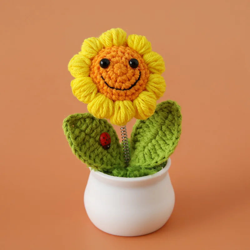 Handmade Crochet Sunflower in Pot