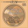Product label for classical guitar strings featuring high quality full bright tone silver-plated copper alloy wound strings.