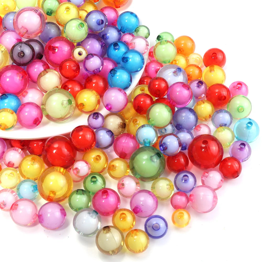 Colorful Round Acrylic Beads - Assorted Sizes for Jewelry Making