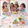 A set of DIY birthday party favors including cups, stickers, and pencils for a celebration.