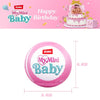 Pink MyMini Baby surprise capsule doll with a heart design and a 9.5cm size marker.