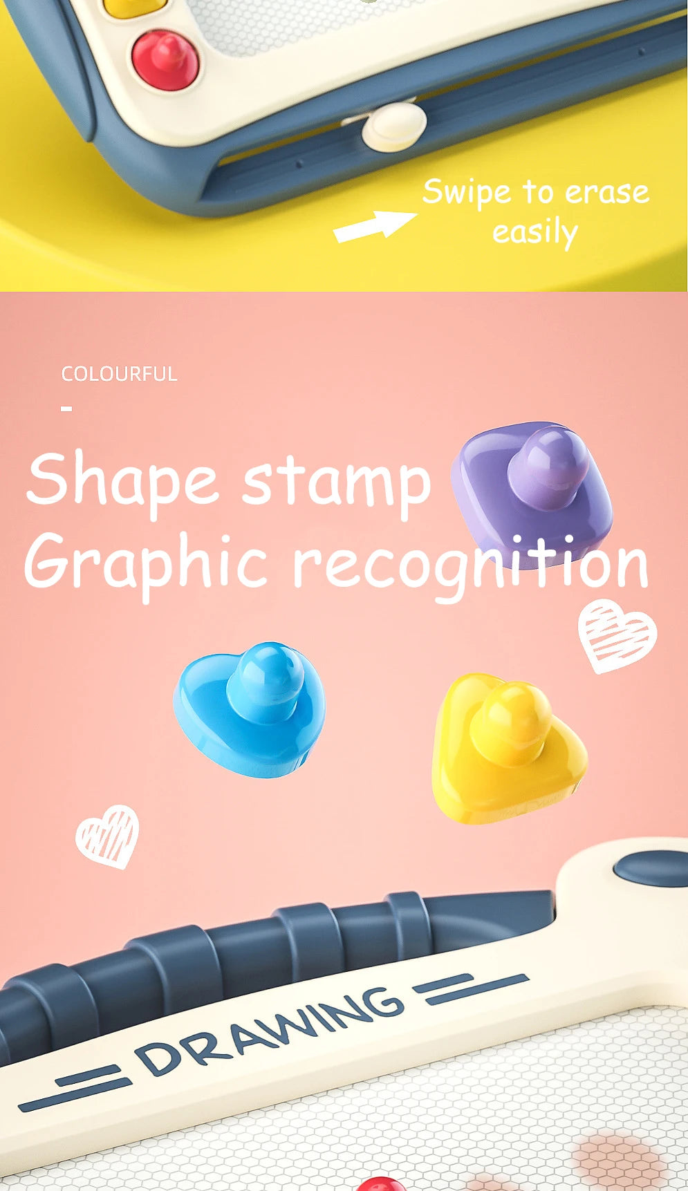 Kids Magnetic Drawing Board with Colorful Graffiti Art Pad