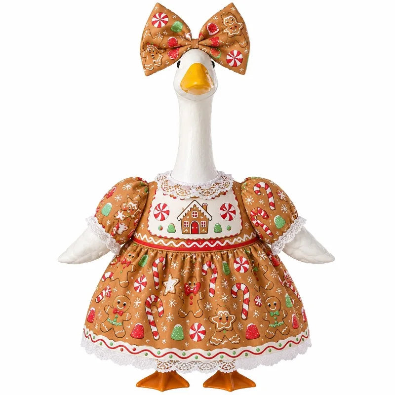 Festive Goose Costume for Outdoor Christmas Décor (Fits 23in Statues)