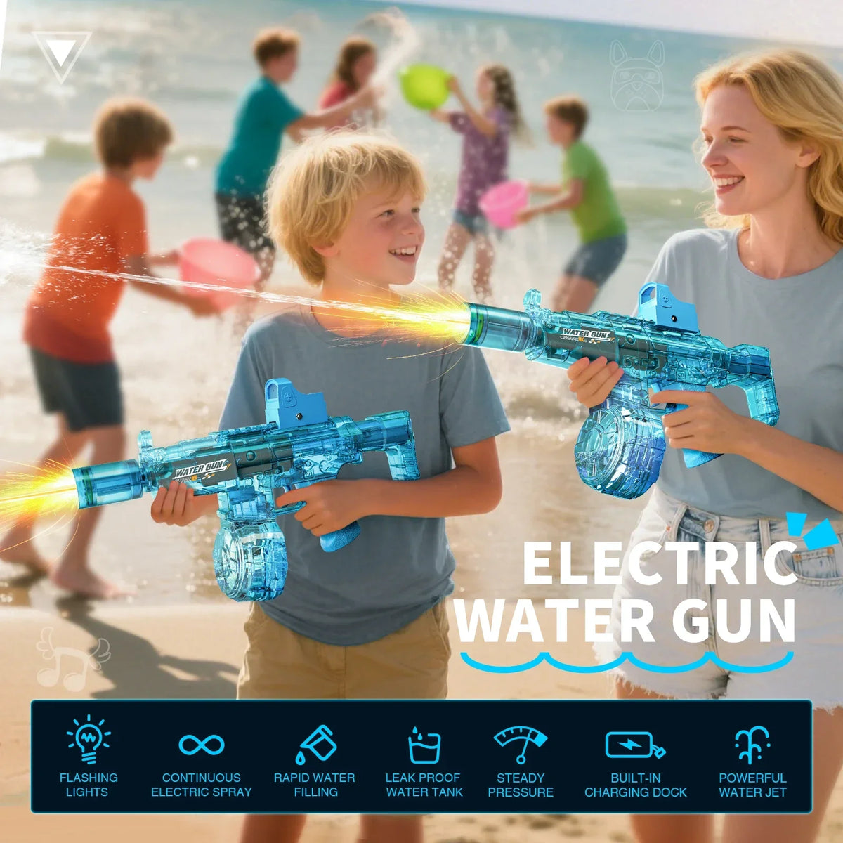 Electric Water Gun with Recoil Effect & Sensor Lights