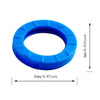 A blue silicone key sleeve with a circular opening and dimension markings.