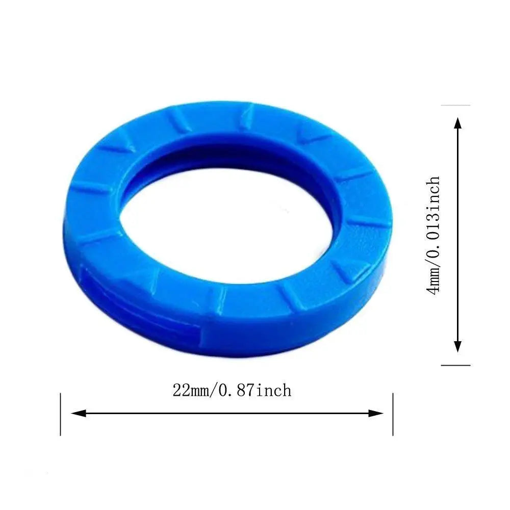 A blue silicone key sleeve with a circular opening and dimension markings.