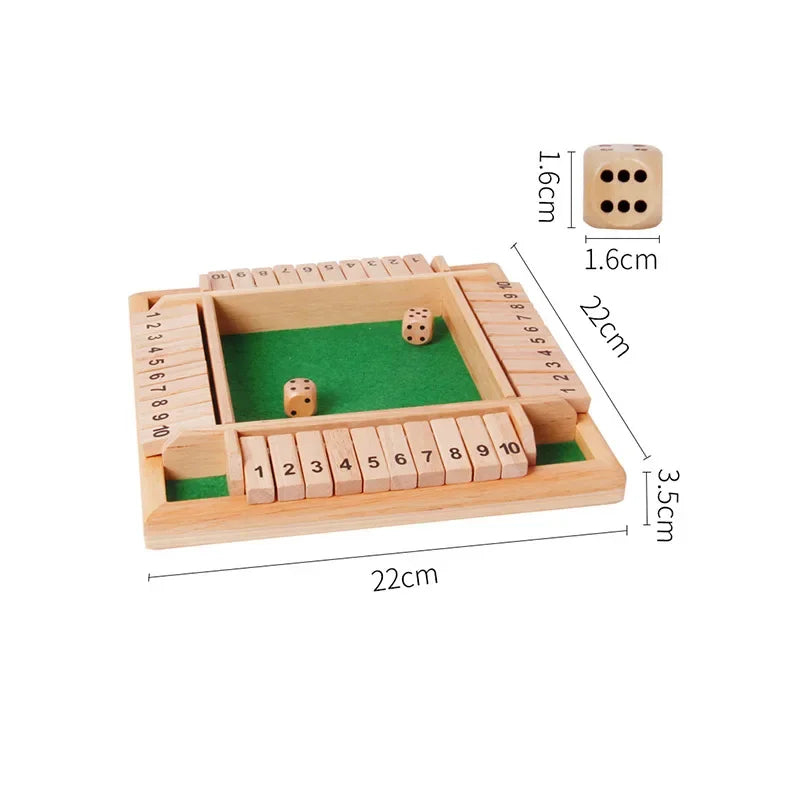 Wooden Shut the Box Dice Game for Family Fun