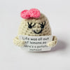 Handmade Knitted Coffee Doll with Card – Funny Crochet Desk Decor