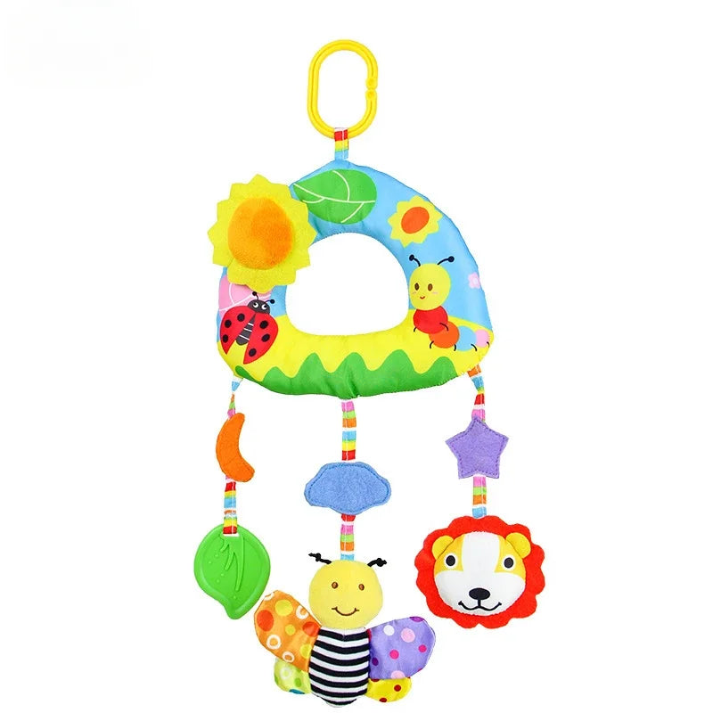 Rainbow Animal Plush Stroller Toy for Babies 0-3 Years