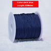 A spool of dark blue 0.8mm nylon knotting cord for jewelry making with a 50-meter length.