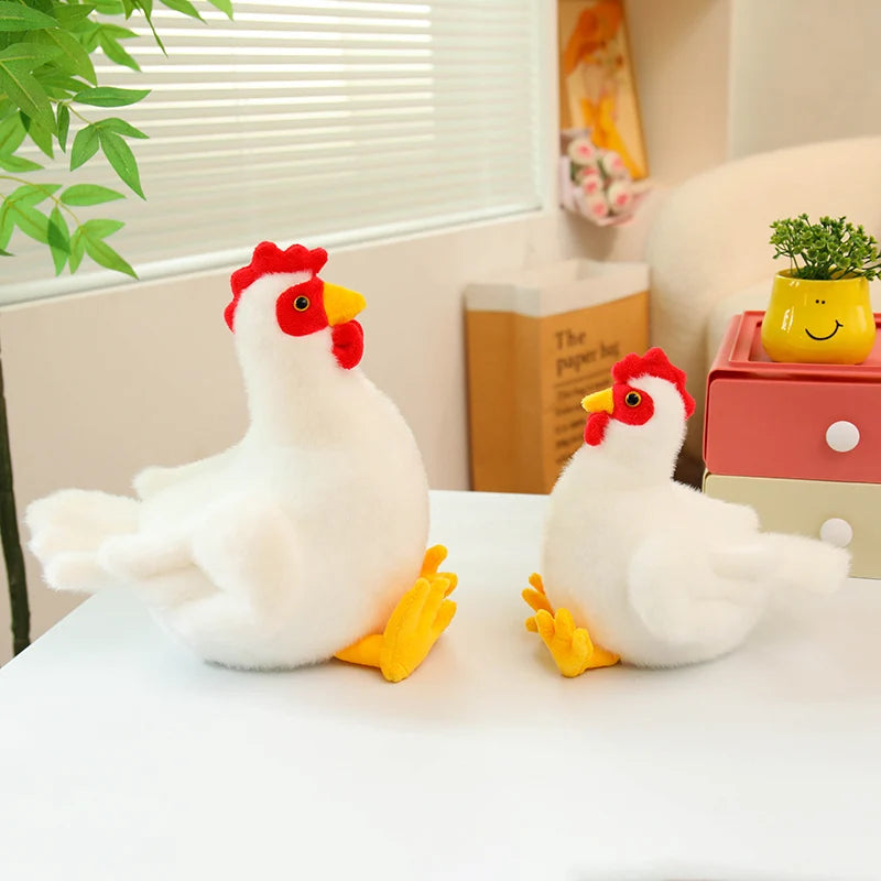 Adorable White Chicken Plushies – Soft Farm Animal Stuffed Hen & Rooster Set
