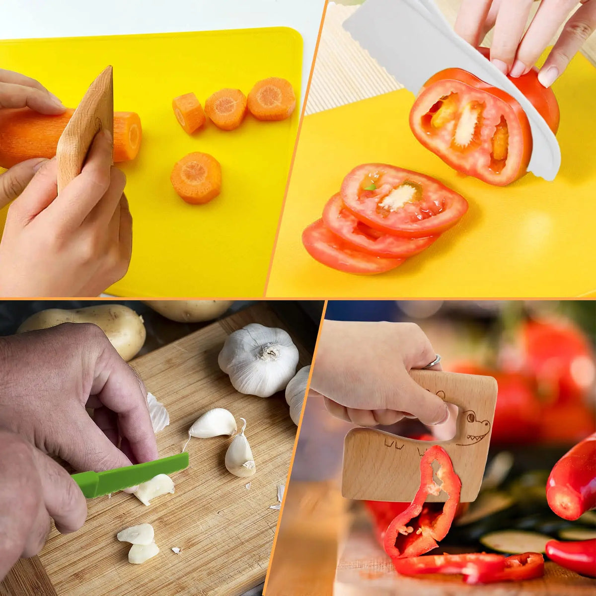 Kids Safe Cooking Set with Wooden Knife and Cutting Board
