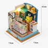A wooden dollhouse featuring furniture, accessories, and LED lighting components.