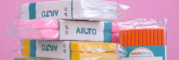 Aisito polymer clay modeling kits in various colors including white, pink, and yellow packaged for sale