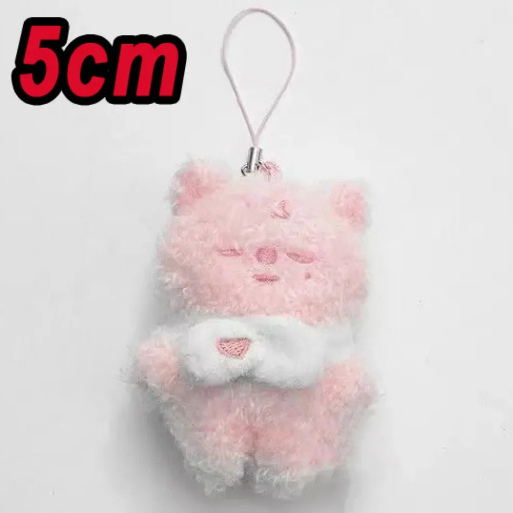 Adorable Plush Cartoon Keychain – Soft Pink Mini Pendant