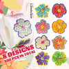 Roll of 8 designs of glitter flower round stickers for crafts and party favors