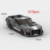 A gray and white classic supercar model built from 415 pieces of building blocks.