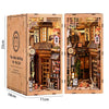DIY wooden book nook kit featuring a detailed Japanese alley miniature scene with built-in LED lights