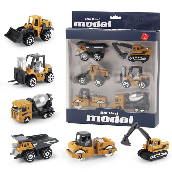Die-Cast Metal Construction Truck Set - 6 Classic Vehicles
