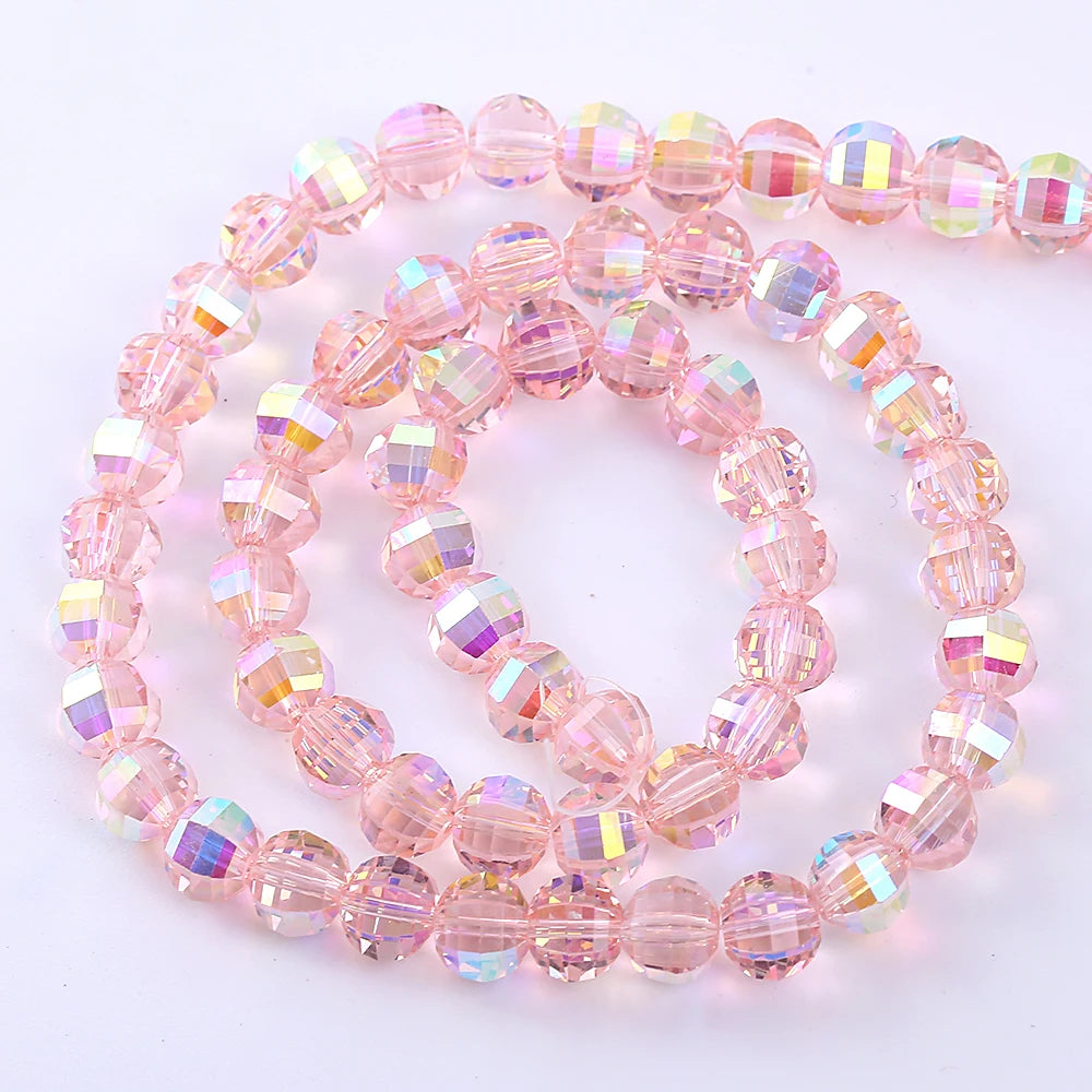 8mm Glass Watermelon Loose Beads for Jewelry Making (50-Pack)