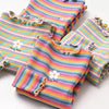 Girls striped floral print cotton t-shirt in rainbow colors with ruffled edges