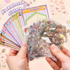 Hands hold a stack of DIY 3D house stickers and a colorful card featuring a house design.