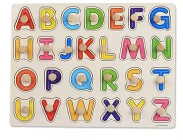 Wooden Alphabet & Number Peg Puzzles for Toddlers