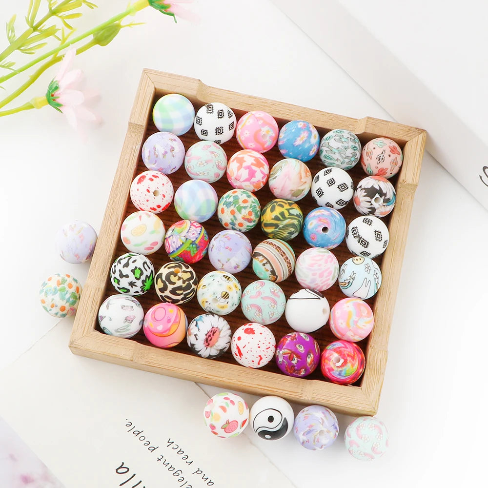 Pink Silicone Round Beads for DIY Jewelry Making