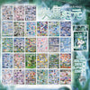 A collection of 104 retro stickers for journals and crafts featuring various designs and illustrations.