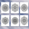 Four intricate mandala line art designs suitable for coloring books