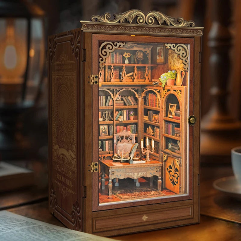 DIY Book Nook Shelf Insert Kit - Time Book House with Lights