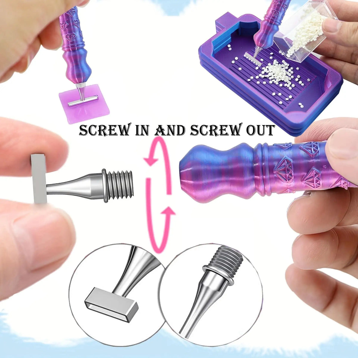 Diamond Painting Pen Set with Interchangeable Tips and Tray