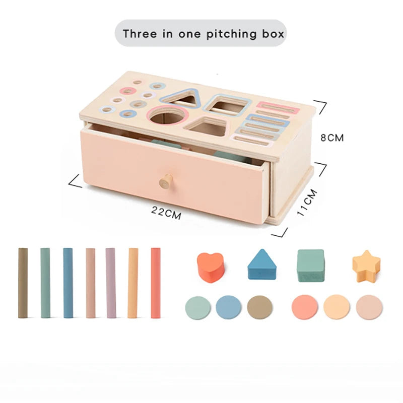 Wooden Color Shape Sorter with Drawer Box – Montessori Learning Toy
