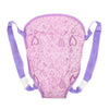 Pink mini backpack featuring a heart pattern for 18-inch dolls