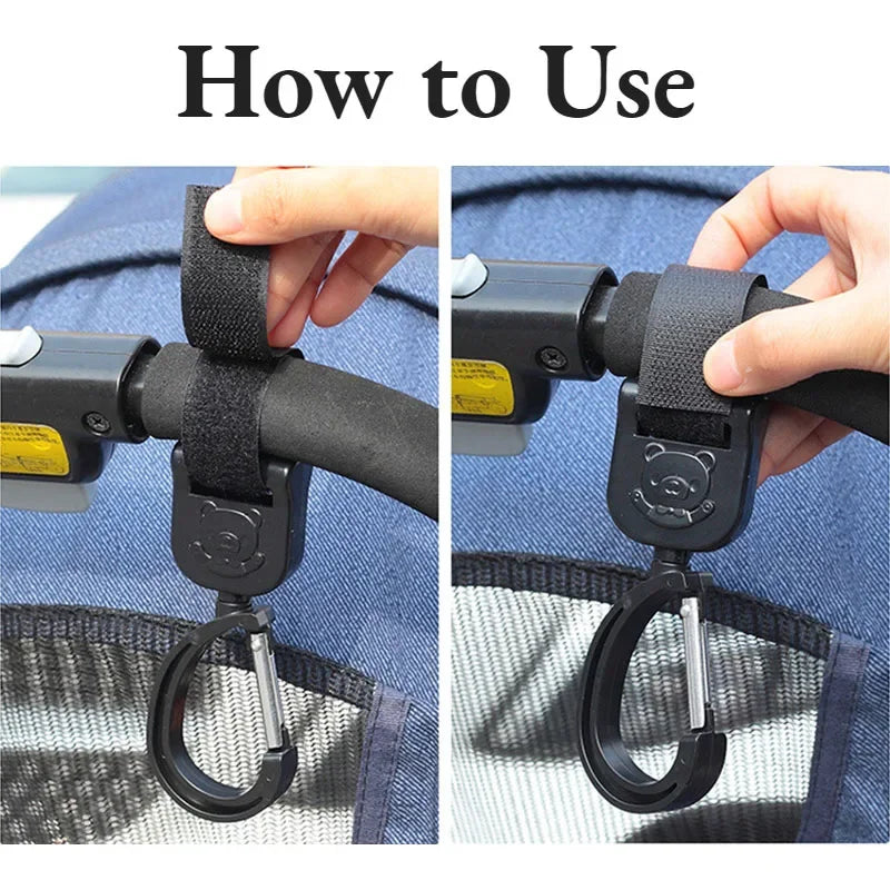 360° Rotating Stroller Bag Hooks – Universal Organizer for Baby Prams
