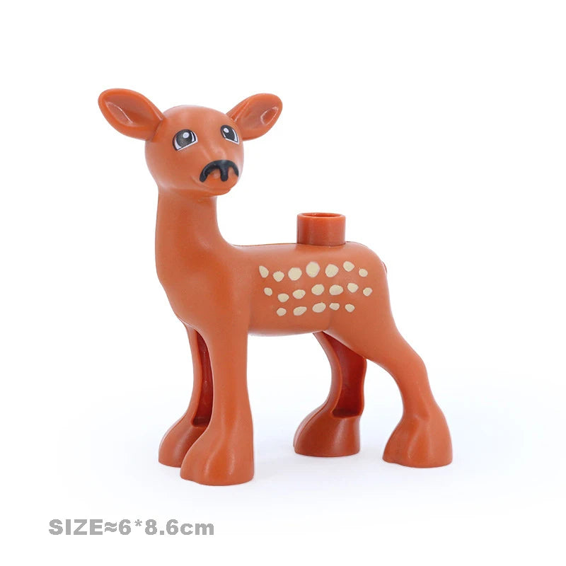 An orange zoo animal building block figure resembling a deer or fawn.