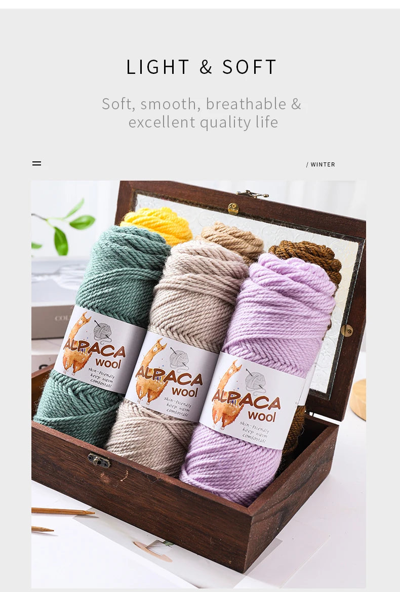 Luxurious Alpaca Wool Blend Yarn — 500g Thick Knitting Yarn