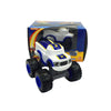 Blaze Monster Truck toy vehicle in blue and white with yellow stars inside its box.