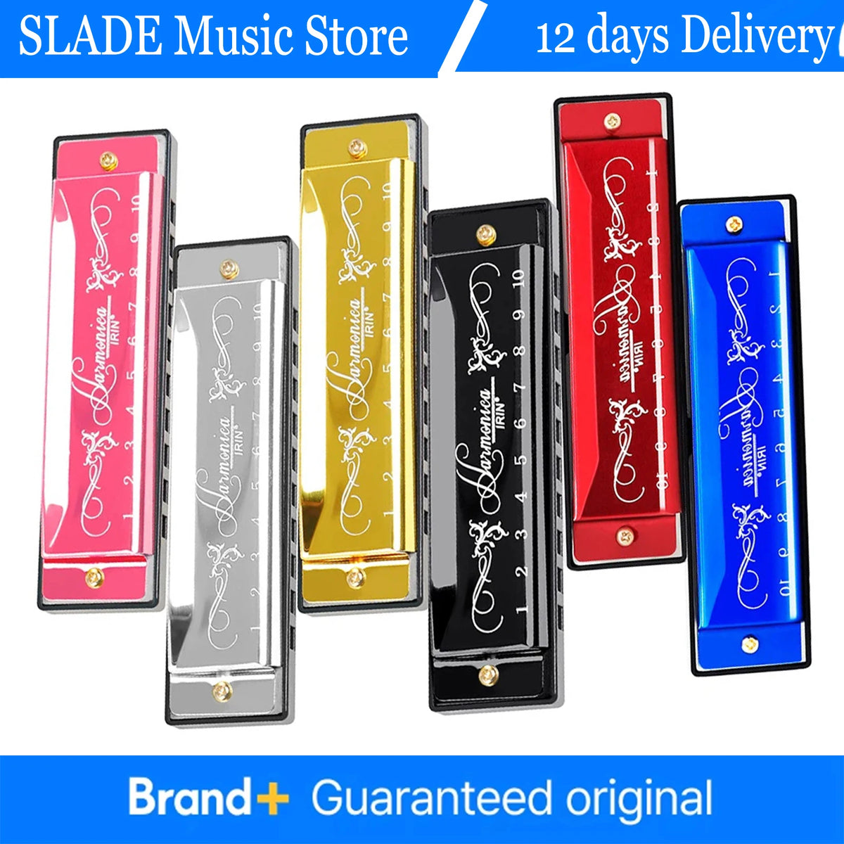 10-Hole C Key Harmonica with Vibrant Metal Shell