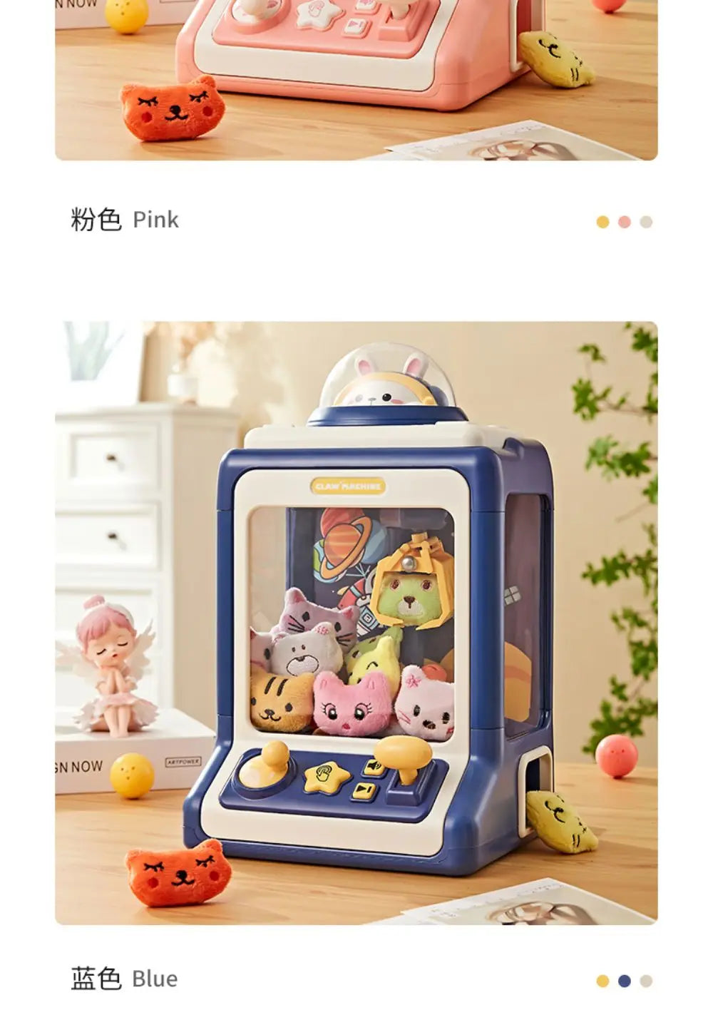 Mini Claw Machine Toy with Lights and Music for Kids