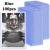 Blue trading card sleeves in a pack of 100, featuring a sports theme.