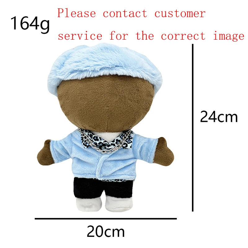 A plush doll resembling Eminem, XXXTentacion & Frank Ocean with blue fur and black clothing.