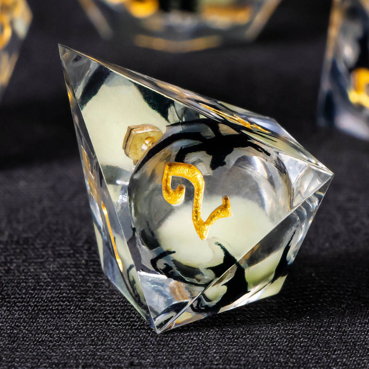 Liquid Core Glow D&D Dice Set with Sharp Edges