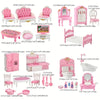 Miniature Dollhouse Furniture Set for Bedroom, Living Room, Kitchen & Bathroom
