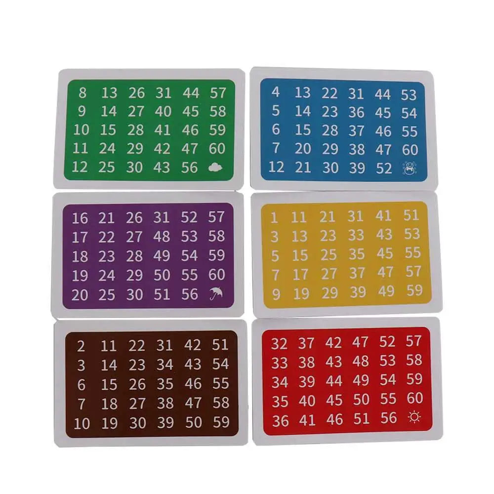 A set of nine wooden magic trick cards arranged in a grid for learning and performing magic tricks.