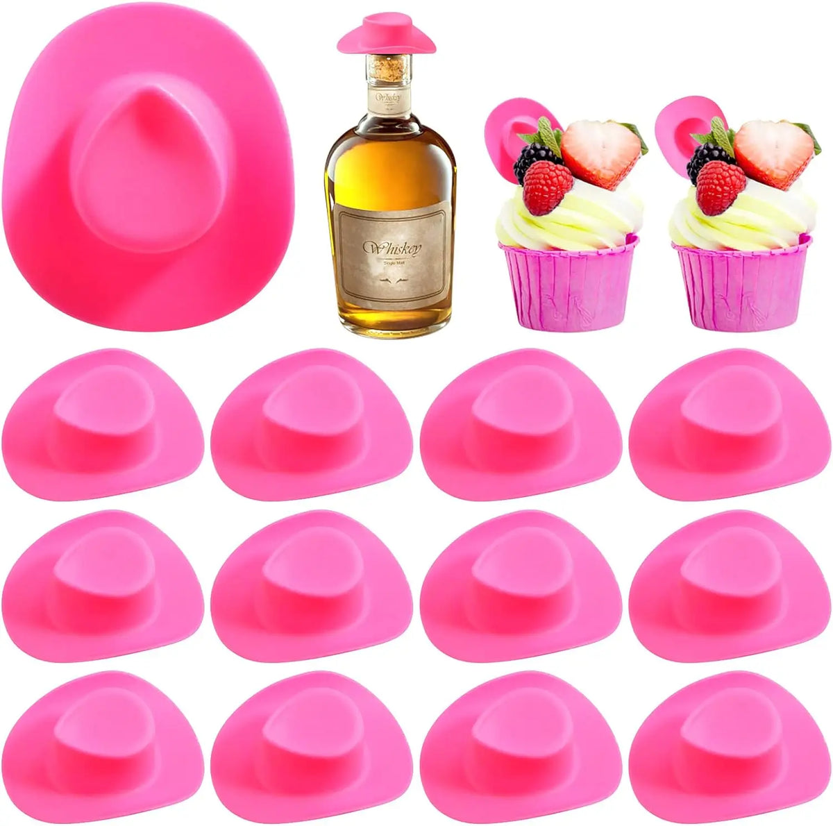 Mini Plastic Cowboy Hats for Party Favors and Cake Toppers