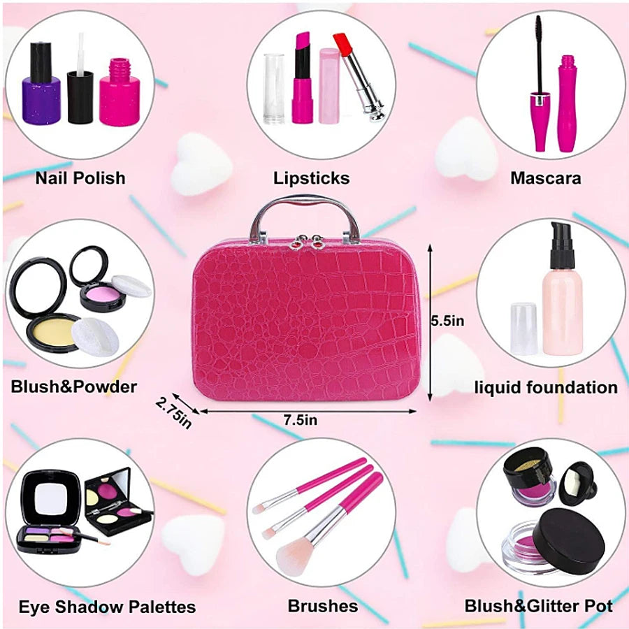 Pretend Play Makeup Kit for Kids with Storage Bag