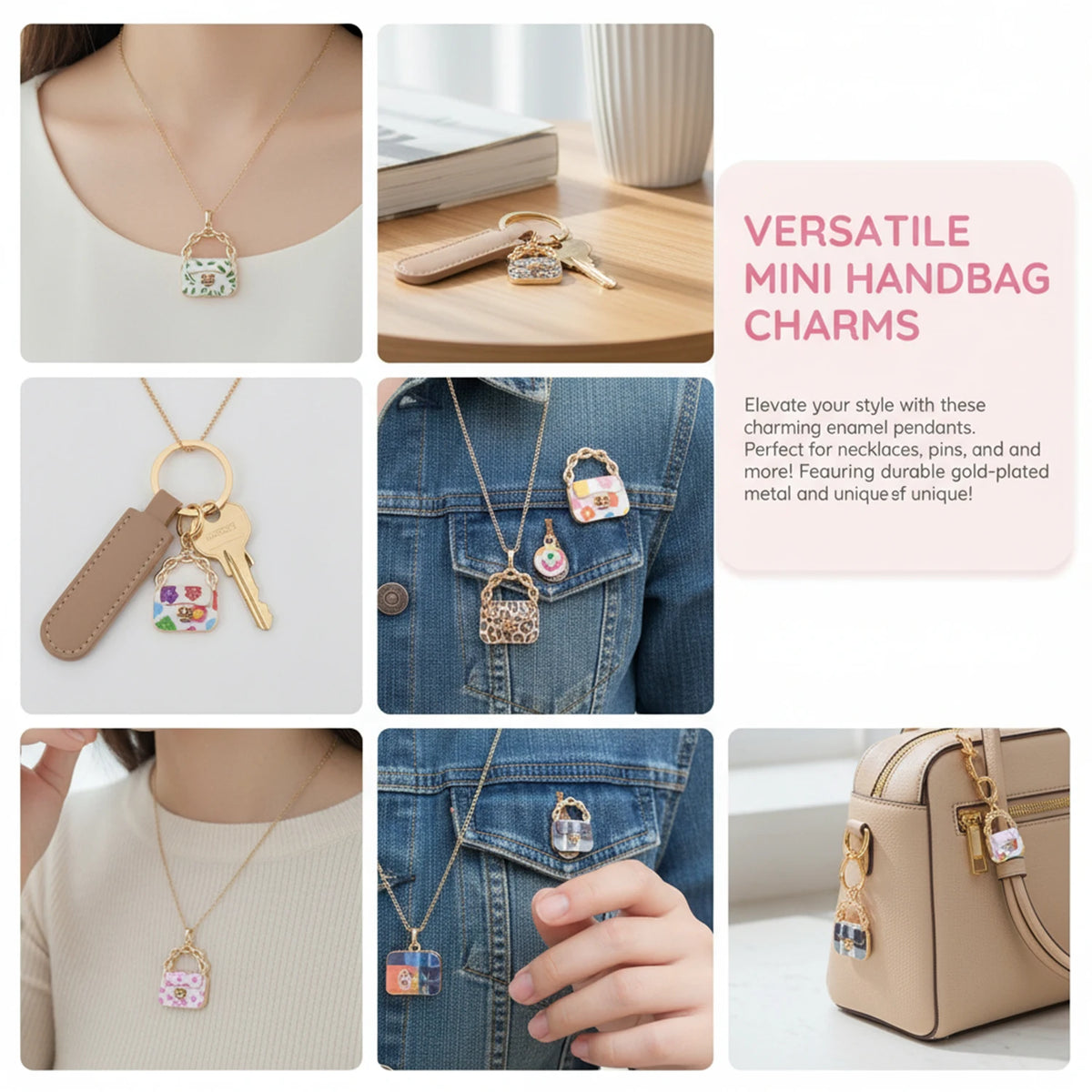 Colorful Enamel Handbag Charms for Jewelry Making