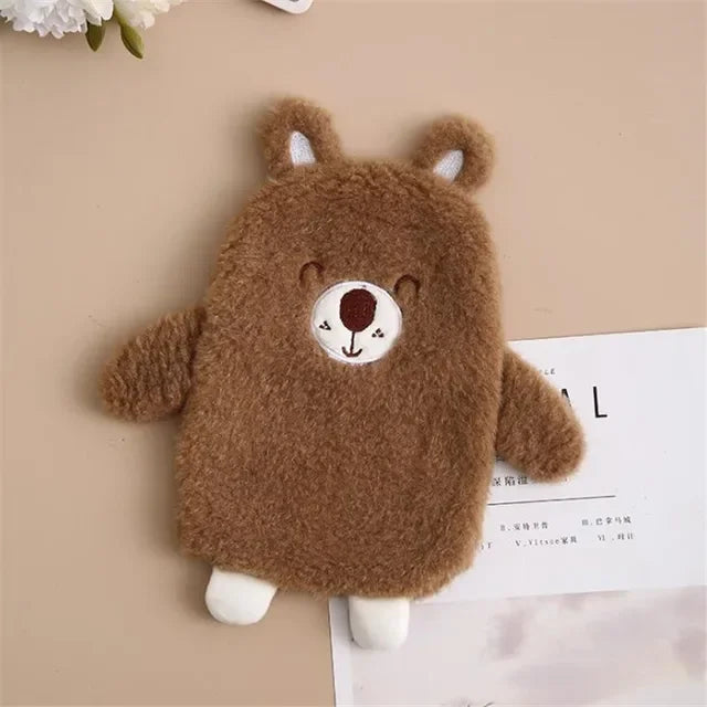 A brown plush toy resembling a bear is shown against a light background.