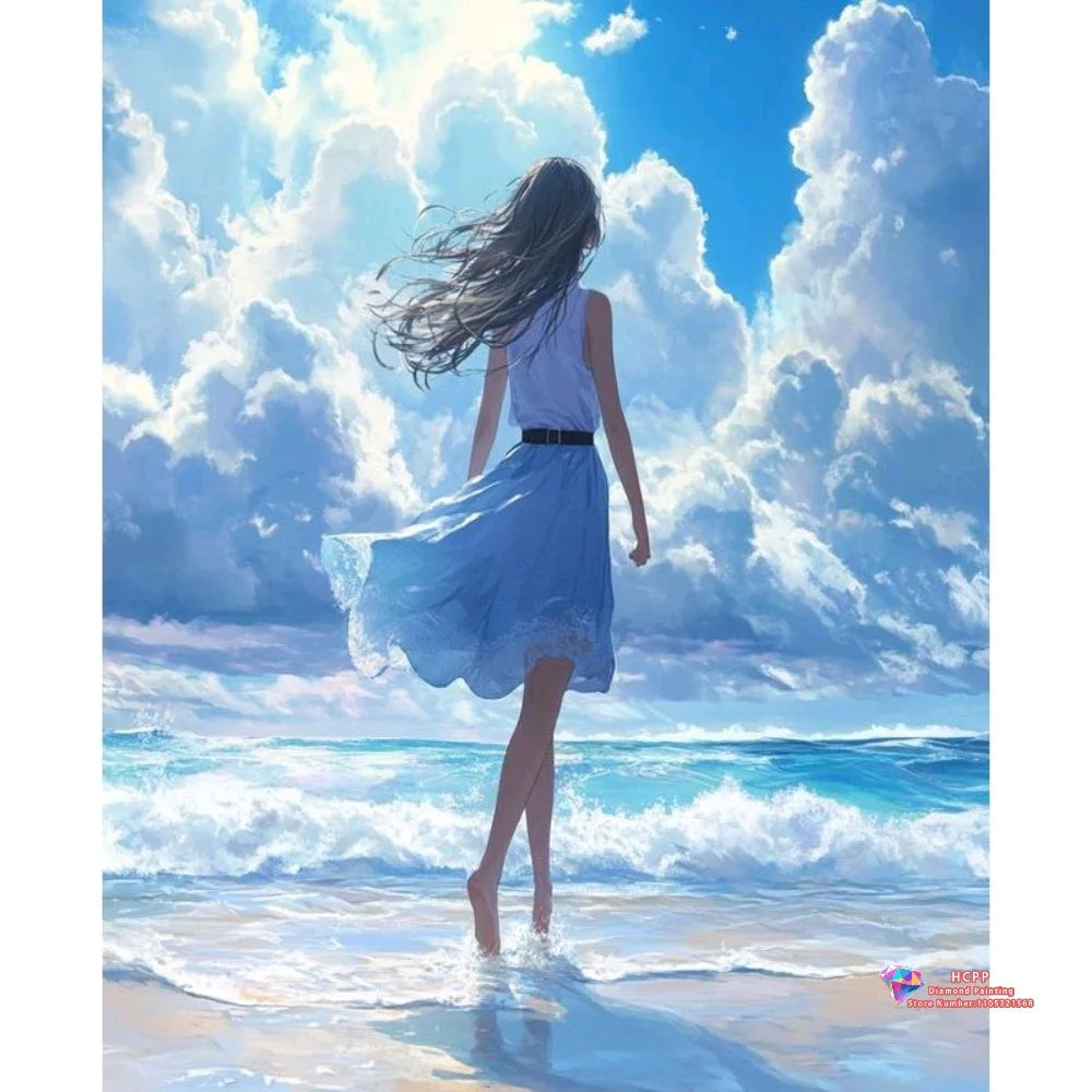 Cartoon Girl Portrait 5D Diamond Painting Kit